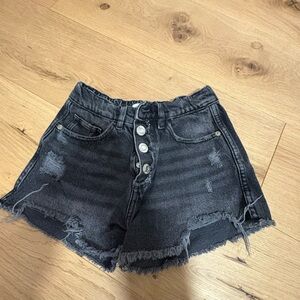Zara Black Distressed Jean Shorts